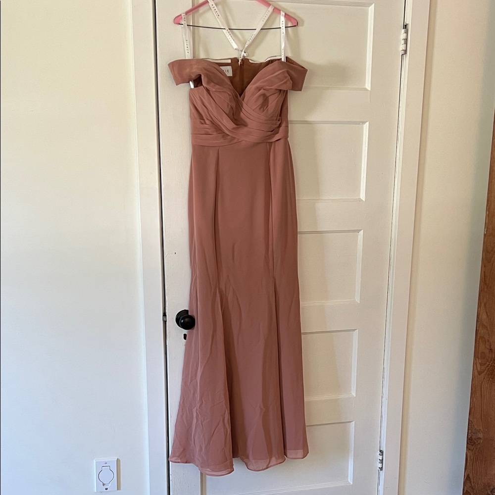 Elegant Off-Shoulder Pink Evening Gown